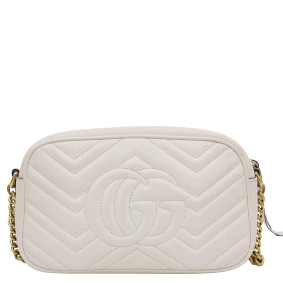 Gucci  GG Marmont Small Matelasse Chevron Leather Camera Bag White 447632 - Picture 4 of 15